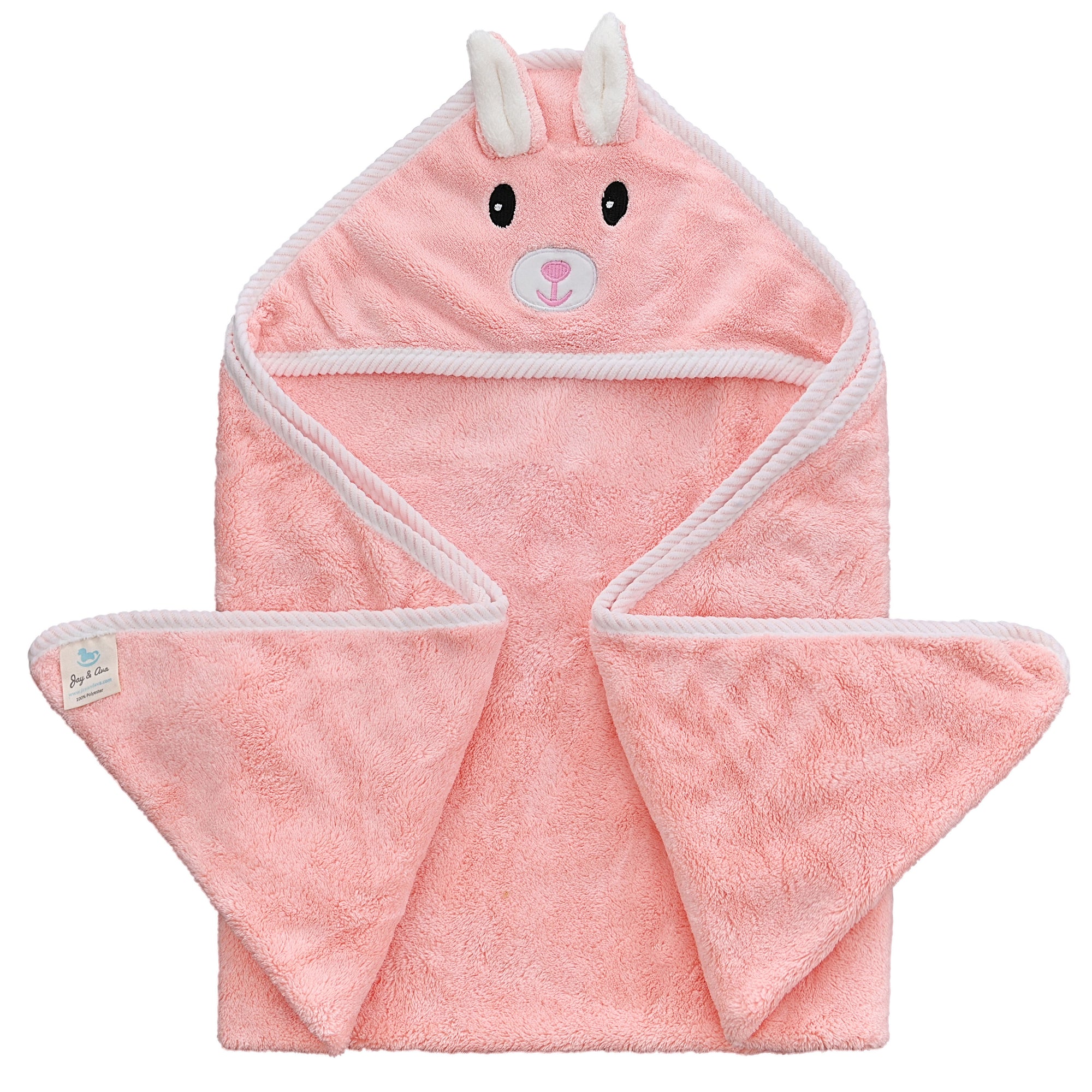 Fleece Hooded Baby Towel - Pink Bunny
