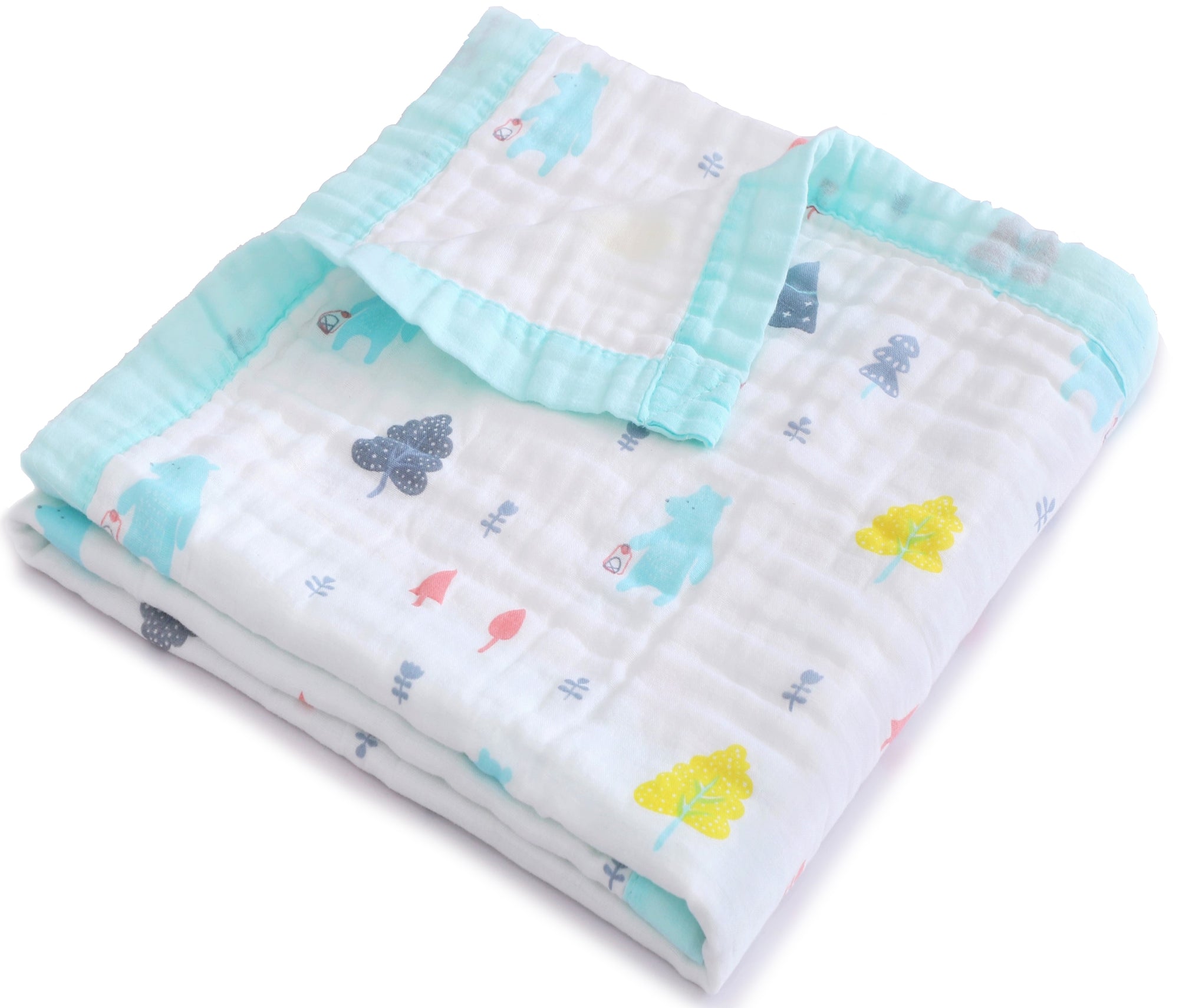 Baby/Toddler Muslin Cotton Blanket - Green Bear