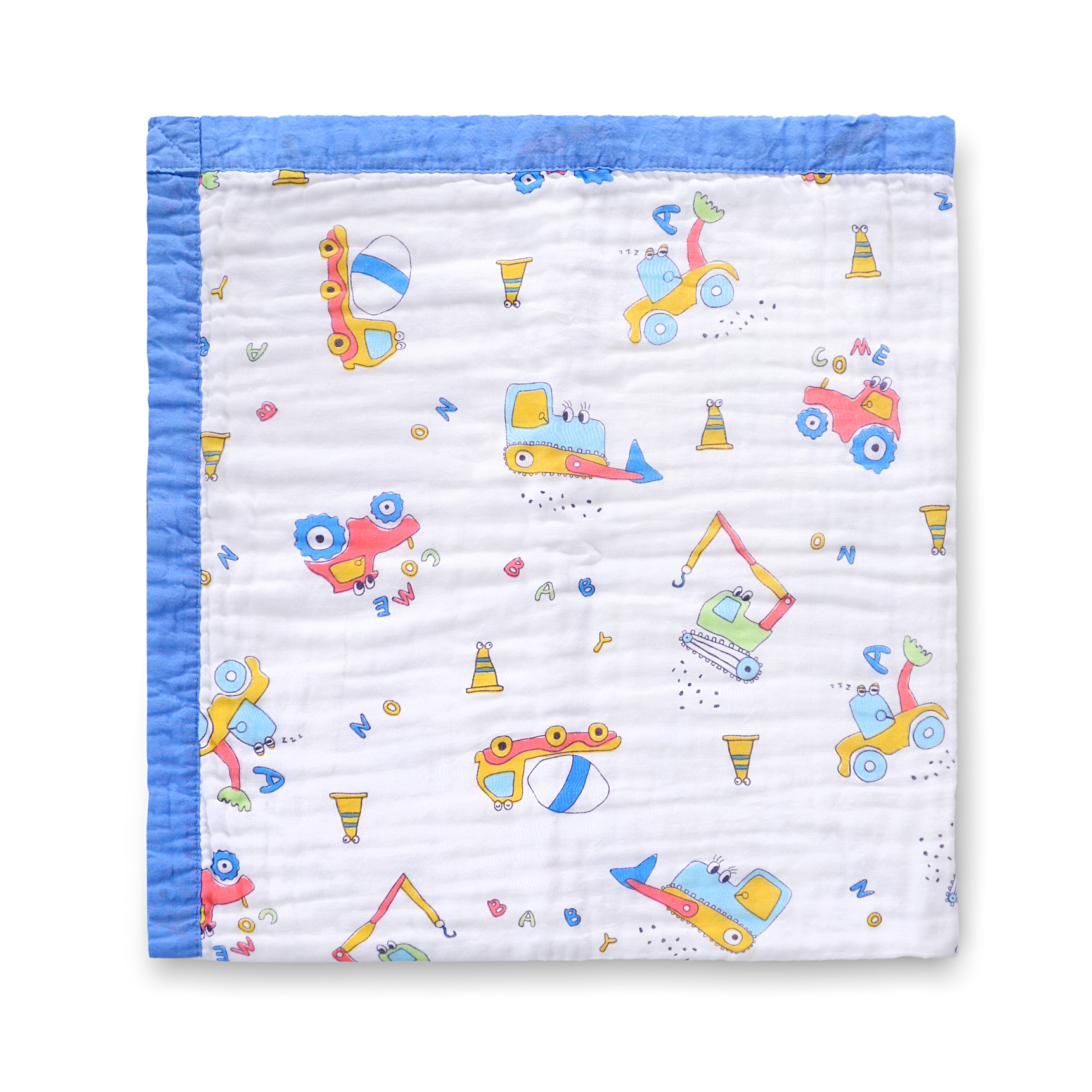 Baby/Toddler Muslin Blanket- Blue Digger