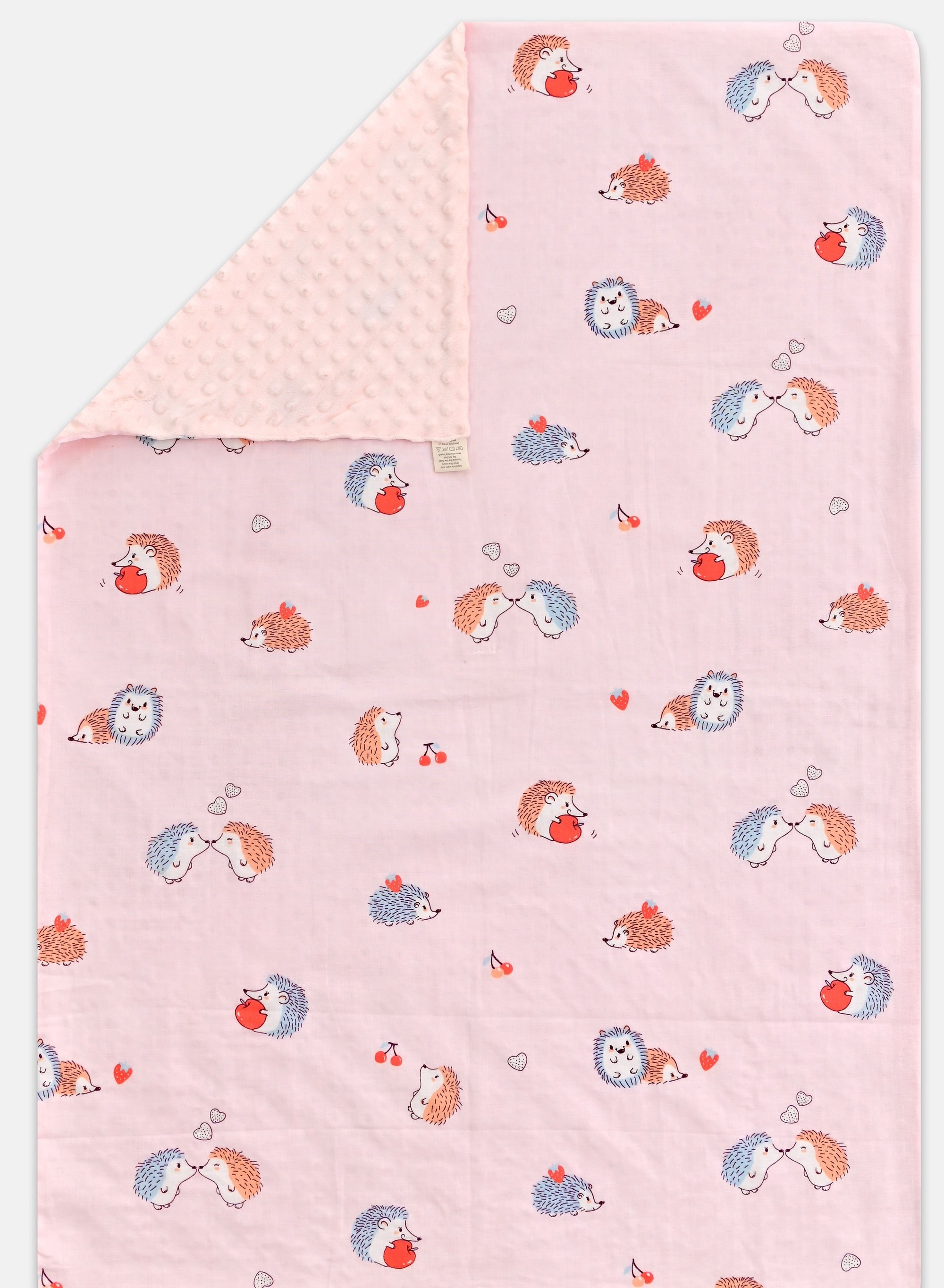 Dotted Back Baby Blanket - Pink Hedgehog
